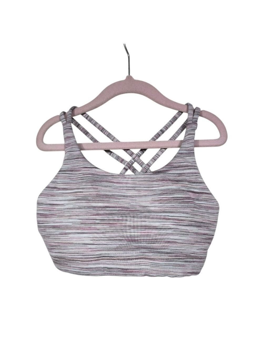 Athleta Girl Gray Pink Heathered Criss Cross Back Sports Bra M 8-10